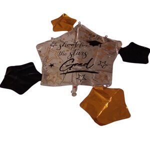 Star-Shaped Graduation Foil Balloons With "Shoot For The Stars Grad" Design - Se